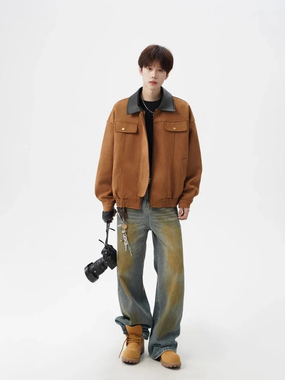 Kinetic Color Blocked Tooling Lapel Jacket