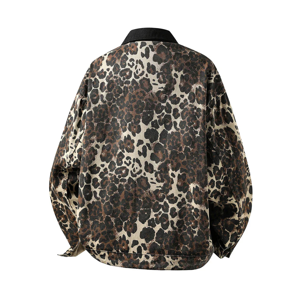 Leopard Patchwork Denim Jacket