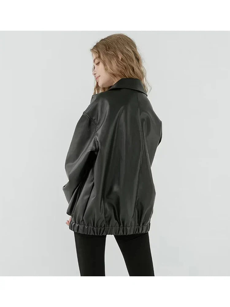 Black Soft PU Leather Jacket Zipper