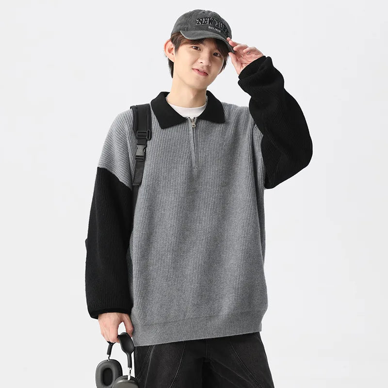 Cozy Bootcut Knitted Half Zipper Sweater