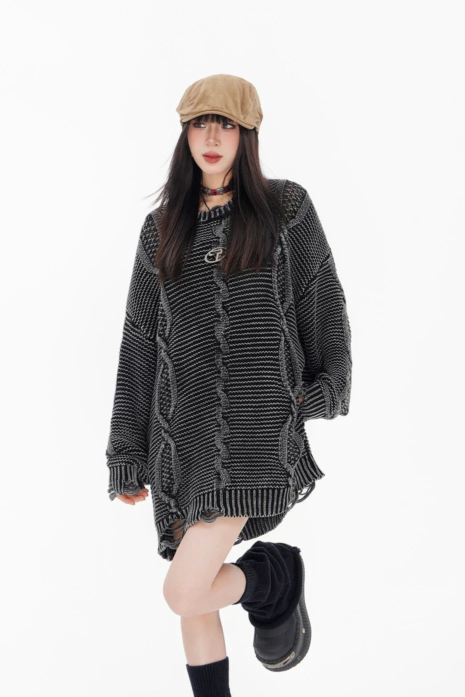 Twisted Cable Knit Sweater