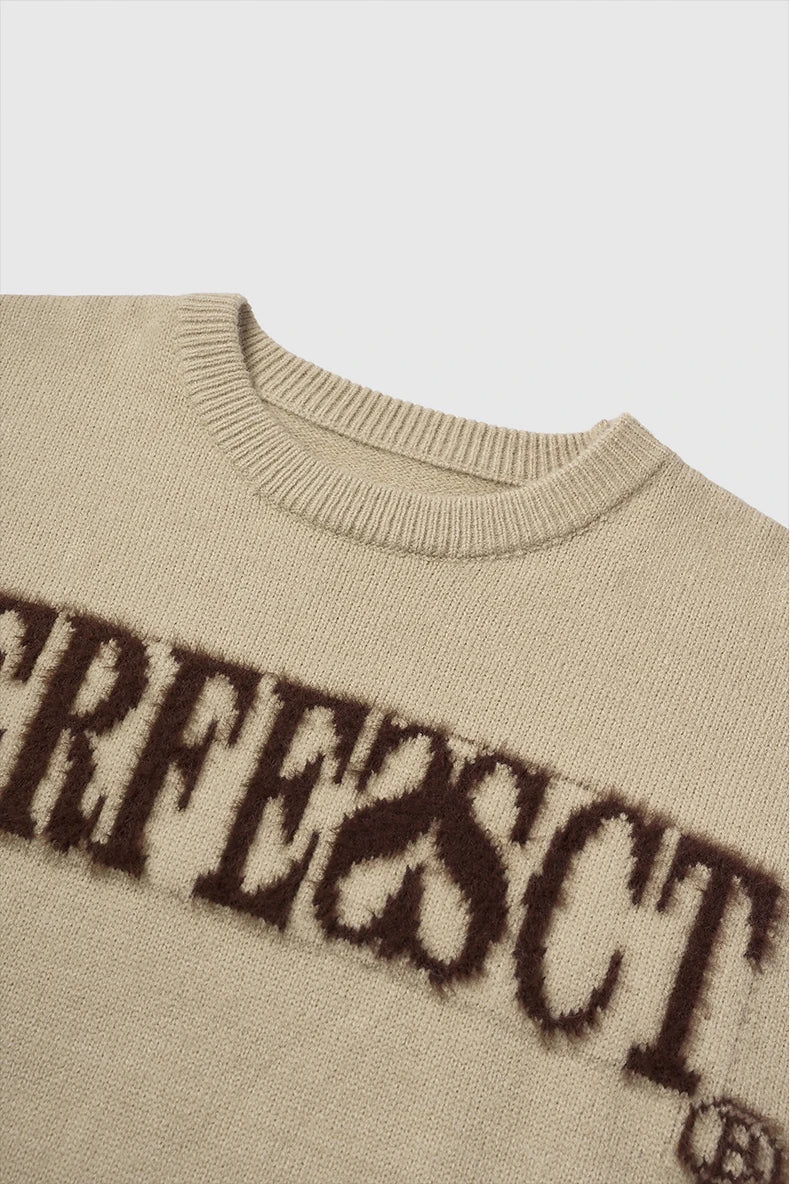 Distressed Lettered Sweater