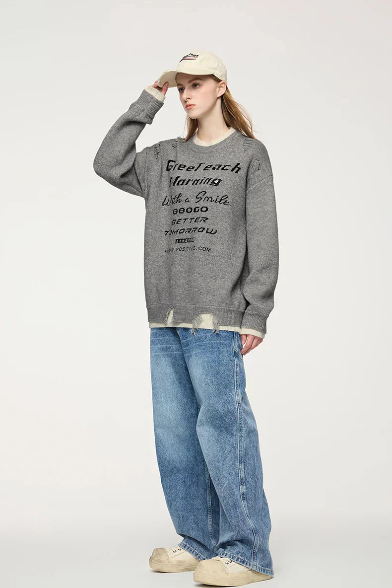 Positive Morning Text Sweater