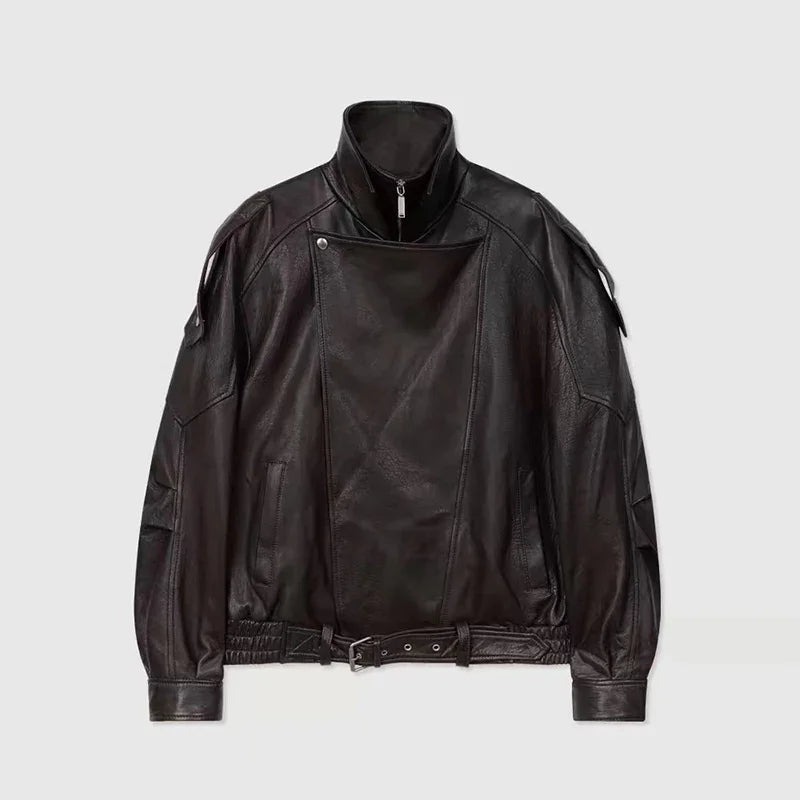 Women Oversized Genuine Leather Jacket