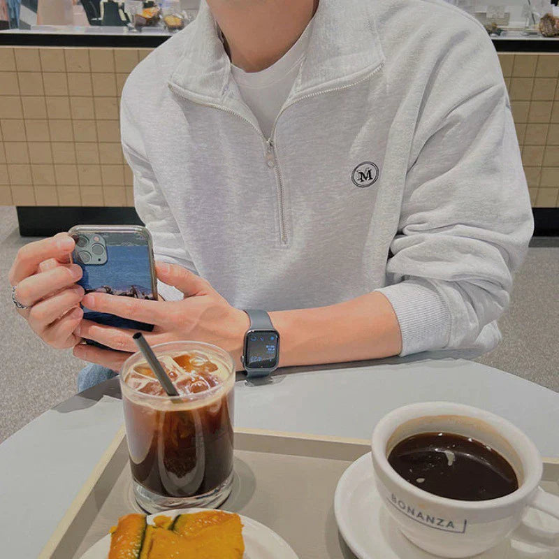 Quarter-Zip Turn-down Collar Sweatshirt