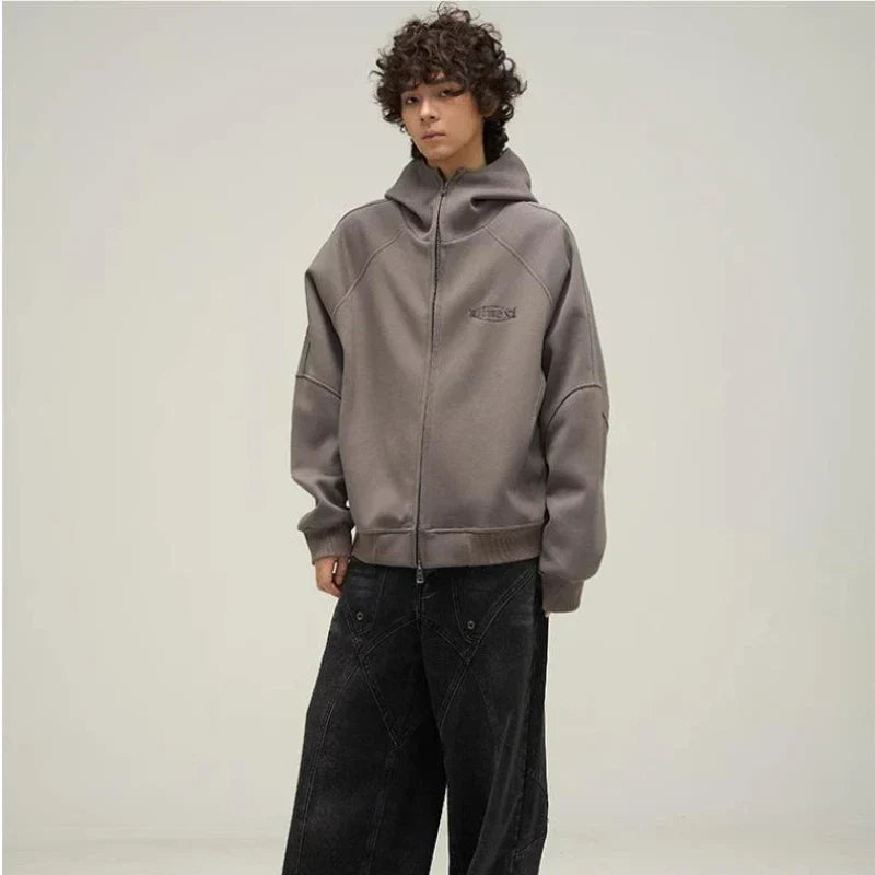 Punk Oversized Letter Embroidered Stand Sweatshirt