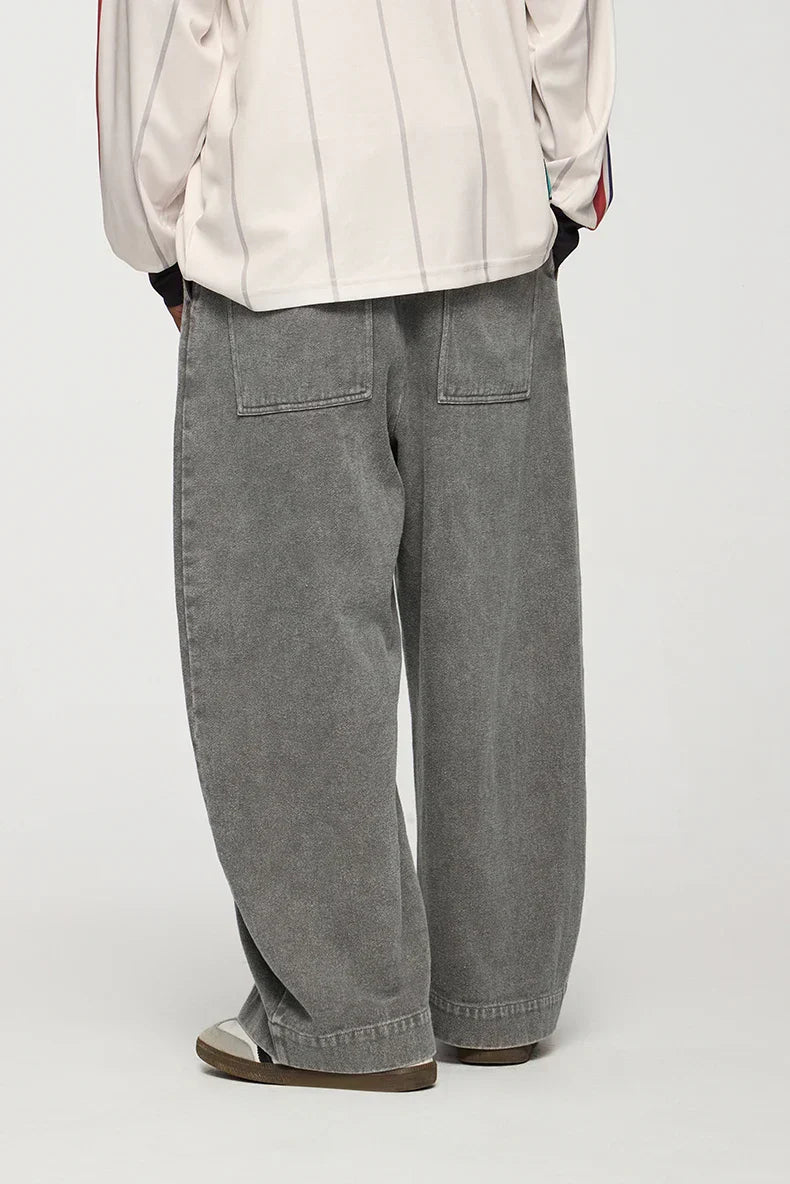 Wide-Leg Washed Vintage Jeans