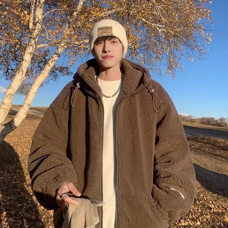 Men's Retro Warm Korean Style Lambhair Winter Jacket