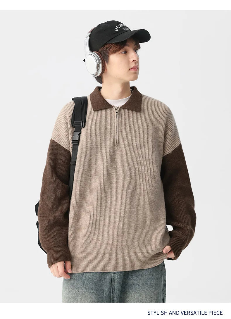 Cozy Bootcut Knitted Half Zipper Sweater