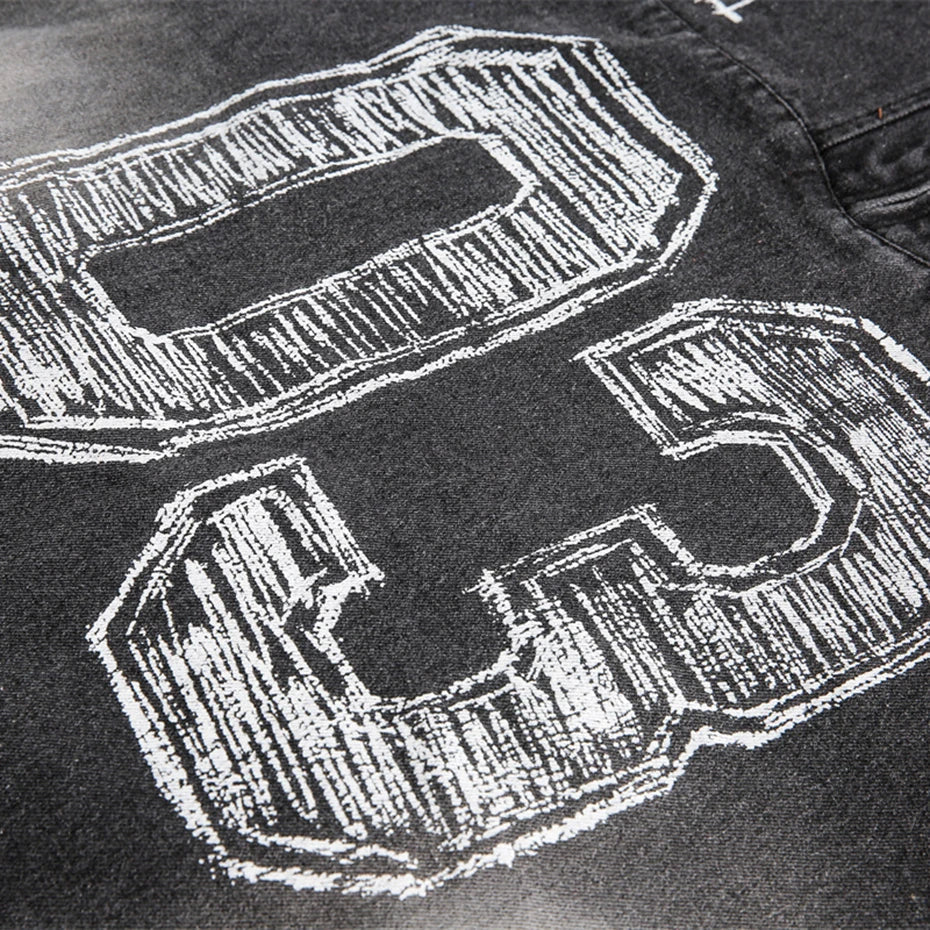 Embroidered Number Hooded Jacket