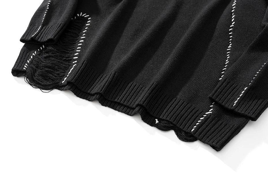 Ripped White Stitches Sweater