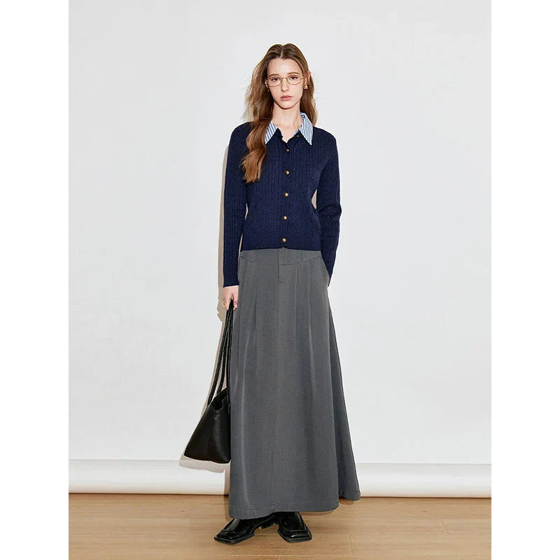 Navy Blue Knitted Button Cardigan