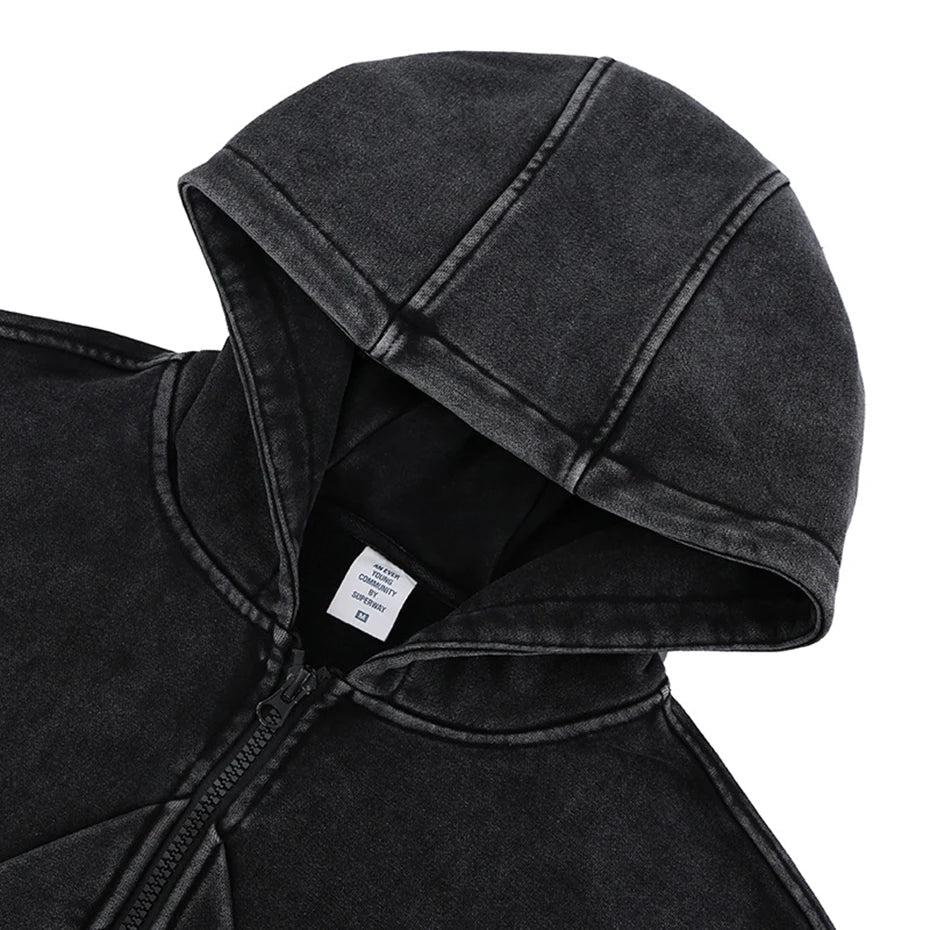 Retro Black Oversized Hoodie