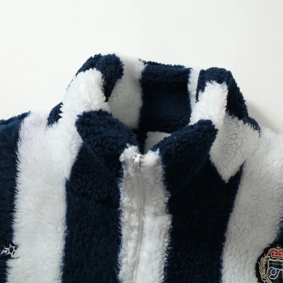 Vintage Striped Fleece Jacket