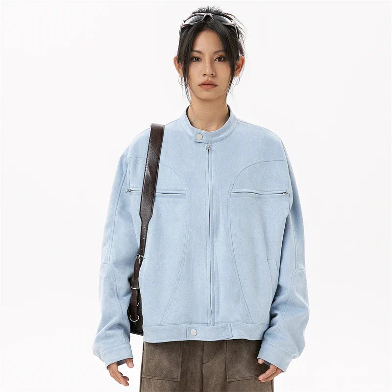 Couples Light Blue Motorcycle Jacket