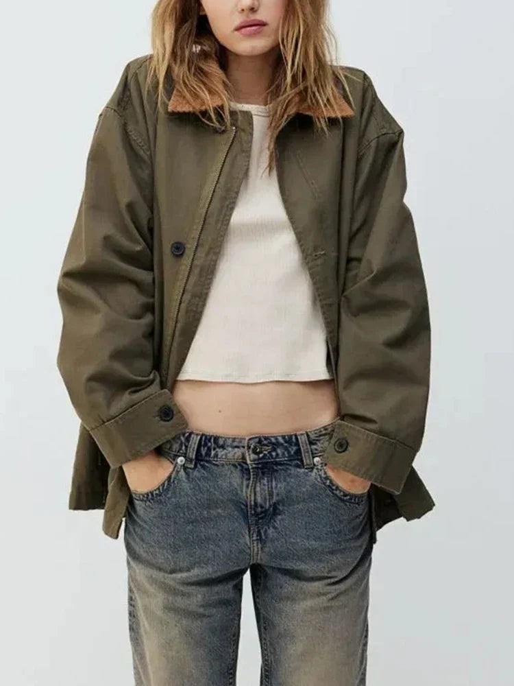 Chic Minimalist Spliced Lapel Jacket