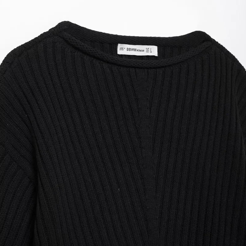 Chic Black Knit Womens Sweater