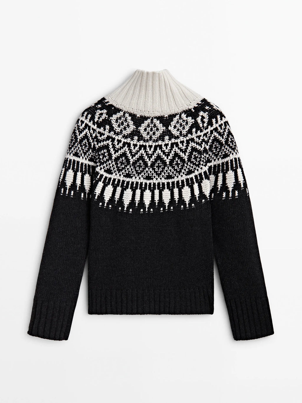 Classic Ethereal Spring Style Jacquard Turtleneck Sweater