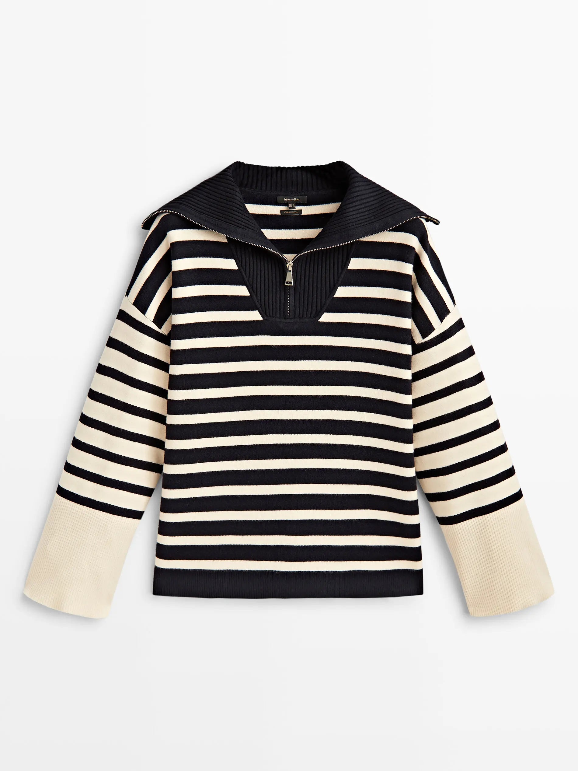 Retro Ethereal Striped Patchwork Turtleneck Sweater