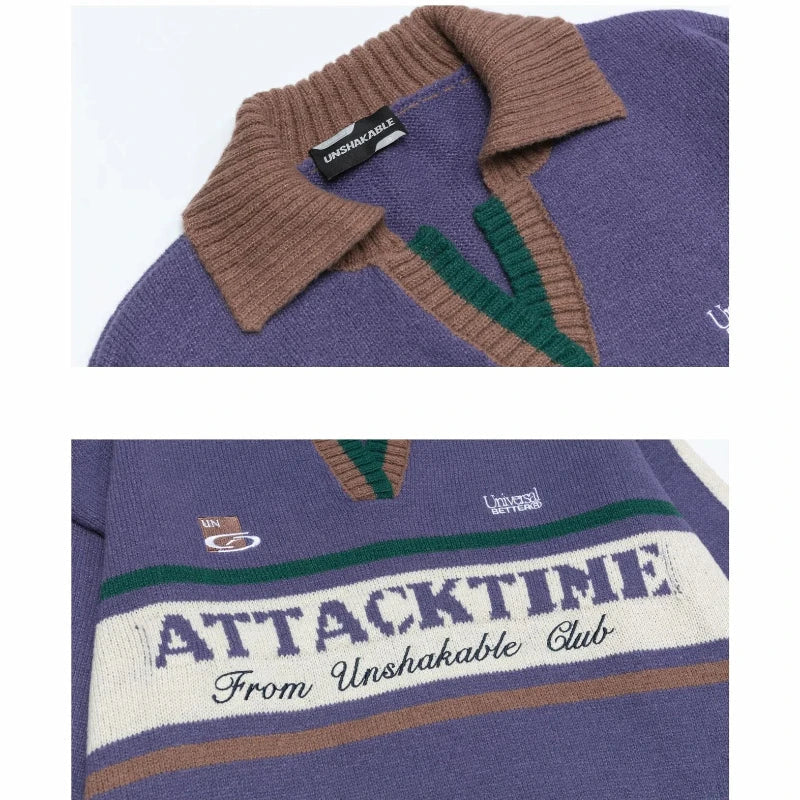 Colorful Patchwork Knit Sweater