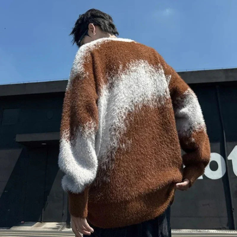 Streetwear Casual Vintage American Style Knitted Sweater