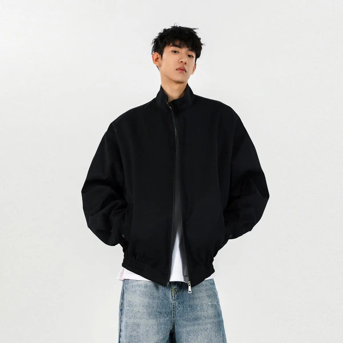 Streetwear Stylish Zip-Up Stand Collar Casual Jacket