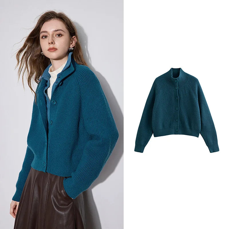 Cozy Knitted Turtleneck Cardigan for Winter