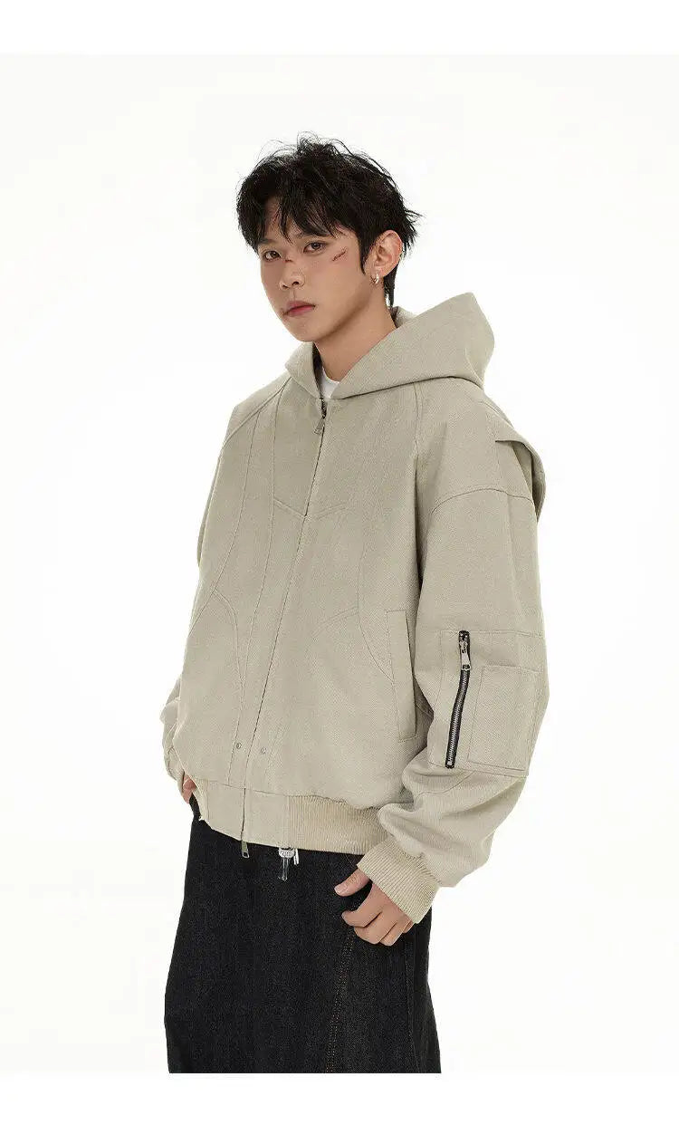 Elevated Modern Casual Hooded Bomber Jacket