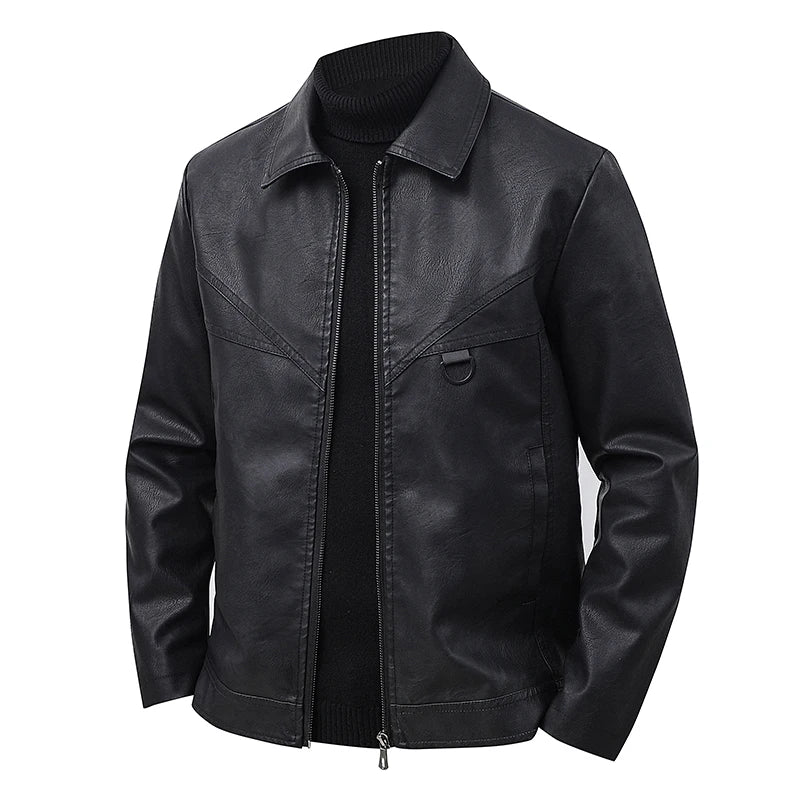 Slim Lapel Leather Jacket