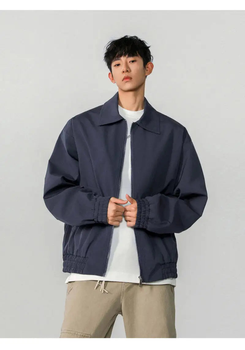 Classic Solid Color Casual Zip-Up Jacket