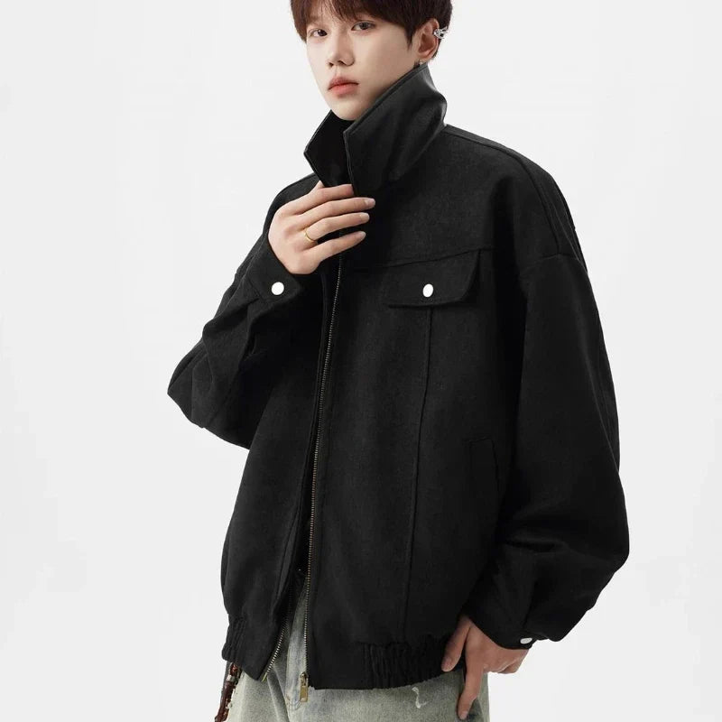 Kinetic Color Blocked Tooling Lapel Jacket