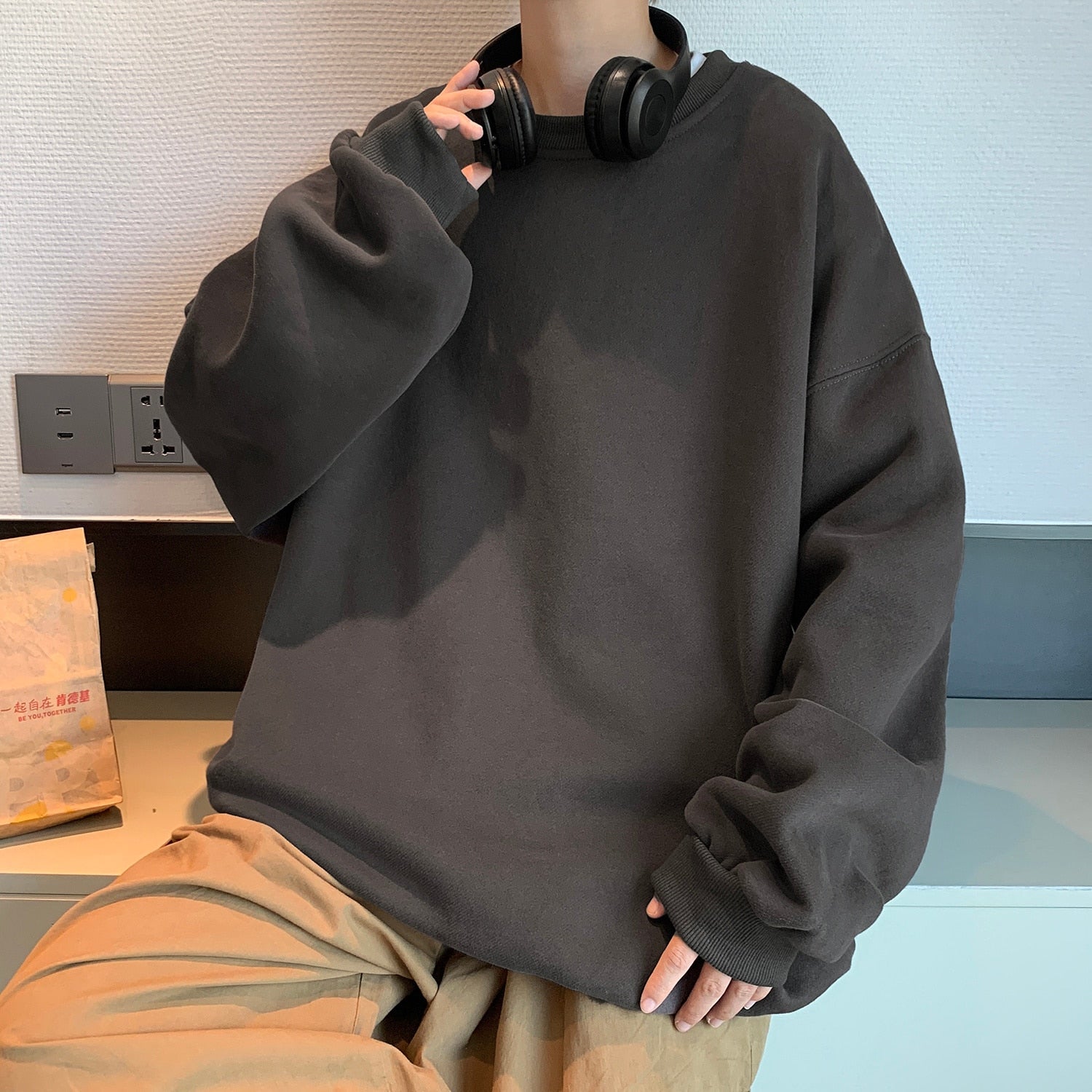 Solid Color Blank Oversized Sweatshirt