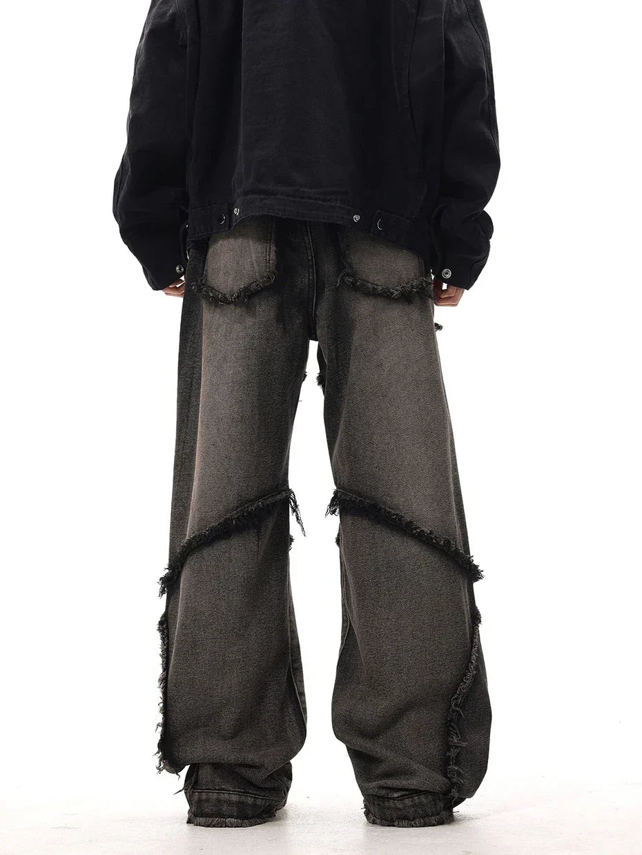 Crisscross Stitch Baggy Jeans