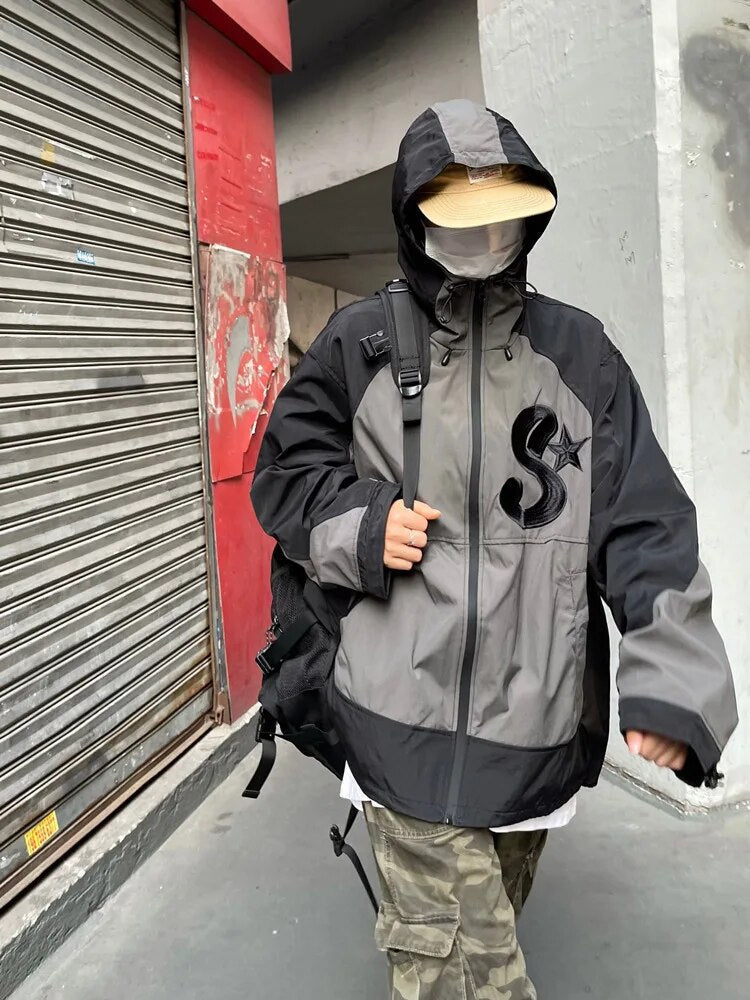 Y2k Vintage Embroidery Windbreaker Jacket