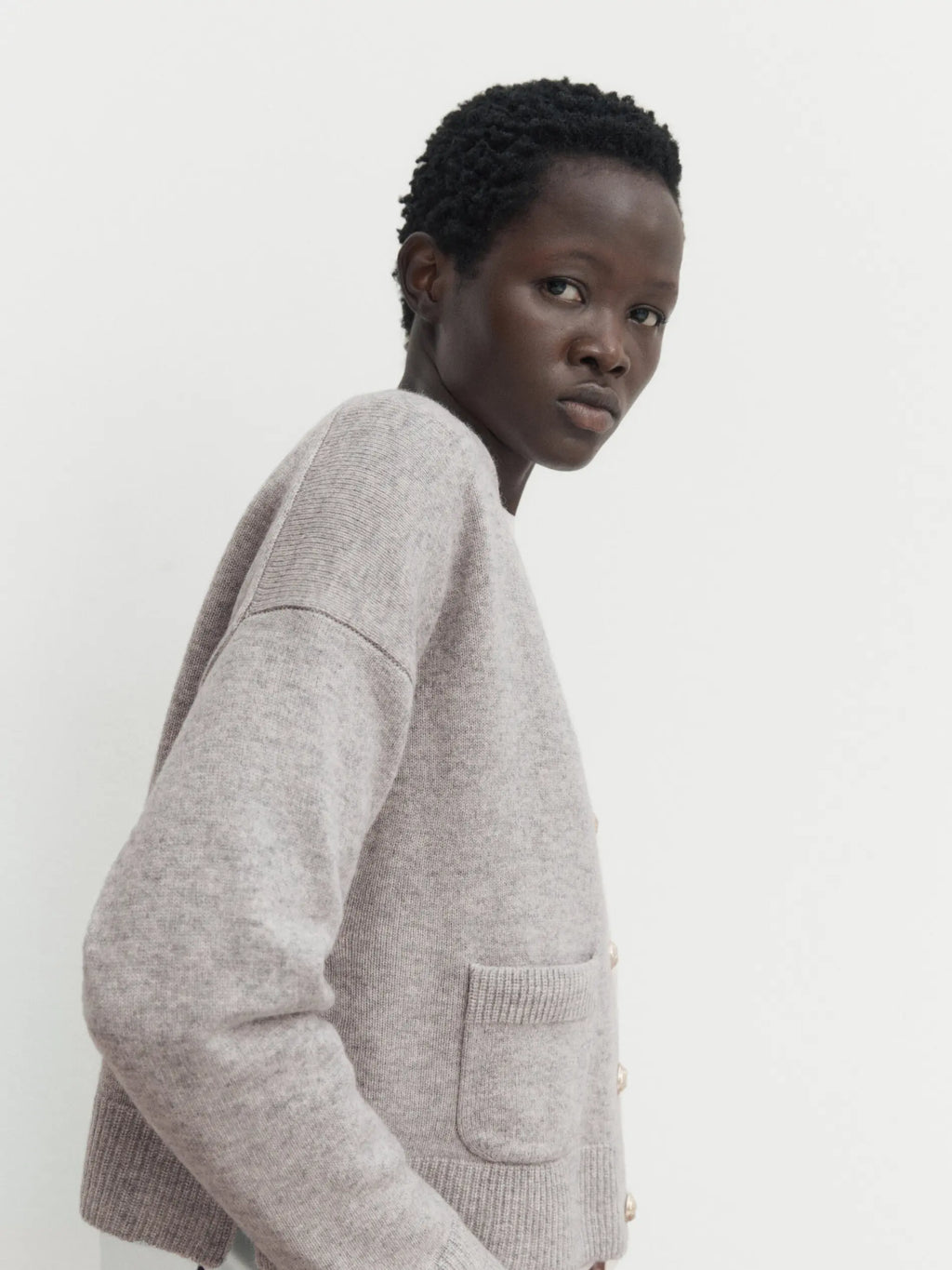 Ethereal Minimalist V-Neck Knitted Cardigan