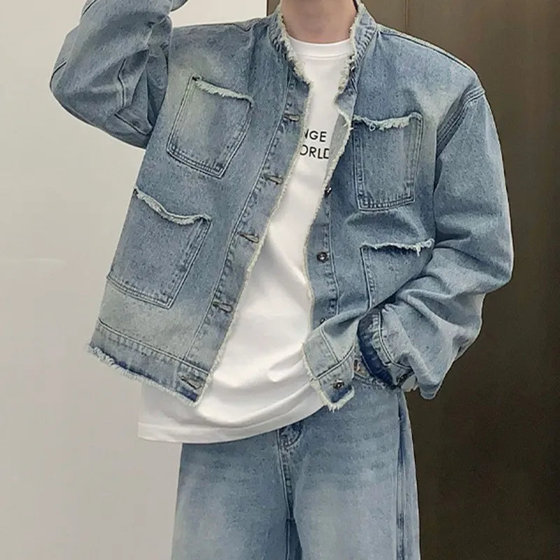 Men's Streetwear Retro Ripped Luxury Denim Jacket