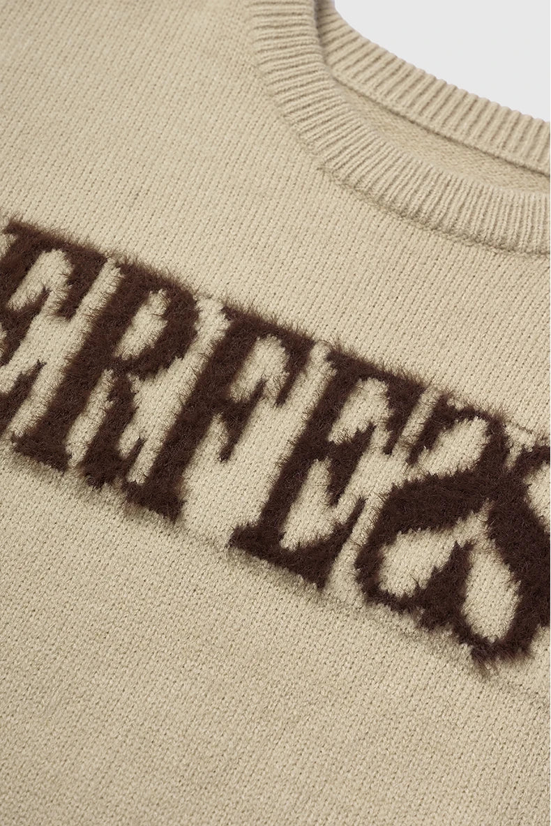 Distressed Lettered Sweater