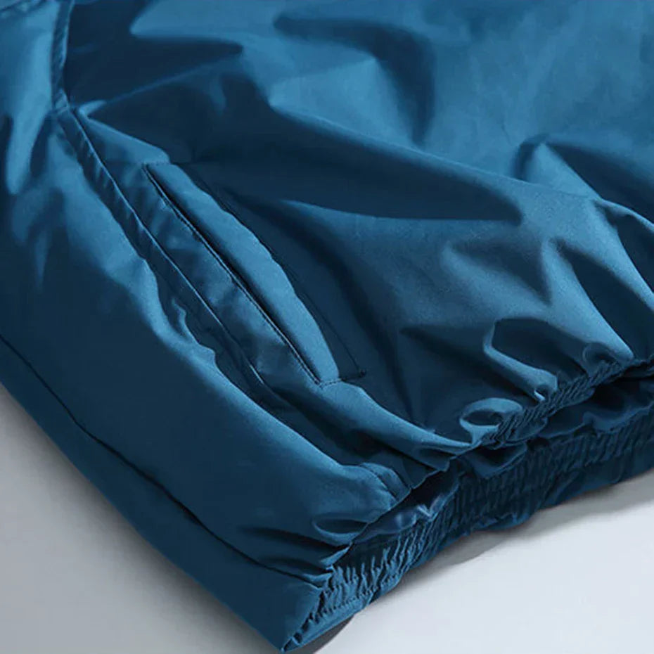 Cross-Zip Quilted Puffer Hooded Jacket