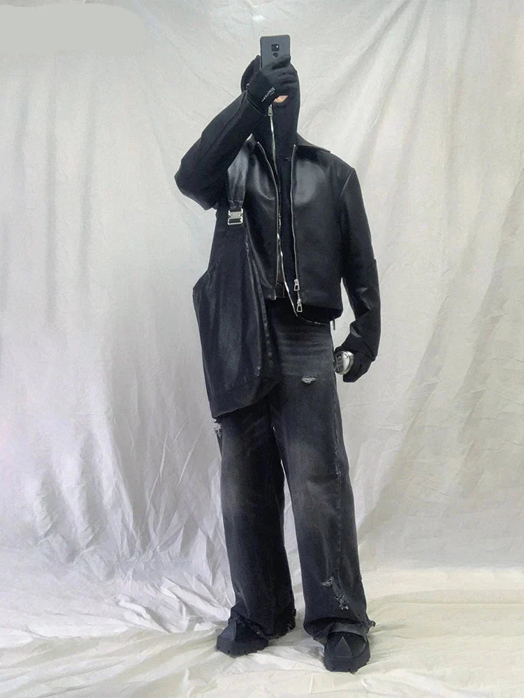 Black Lightweight PU Leather Jacket