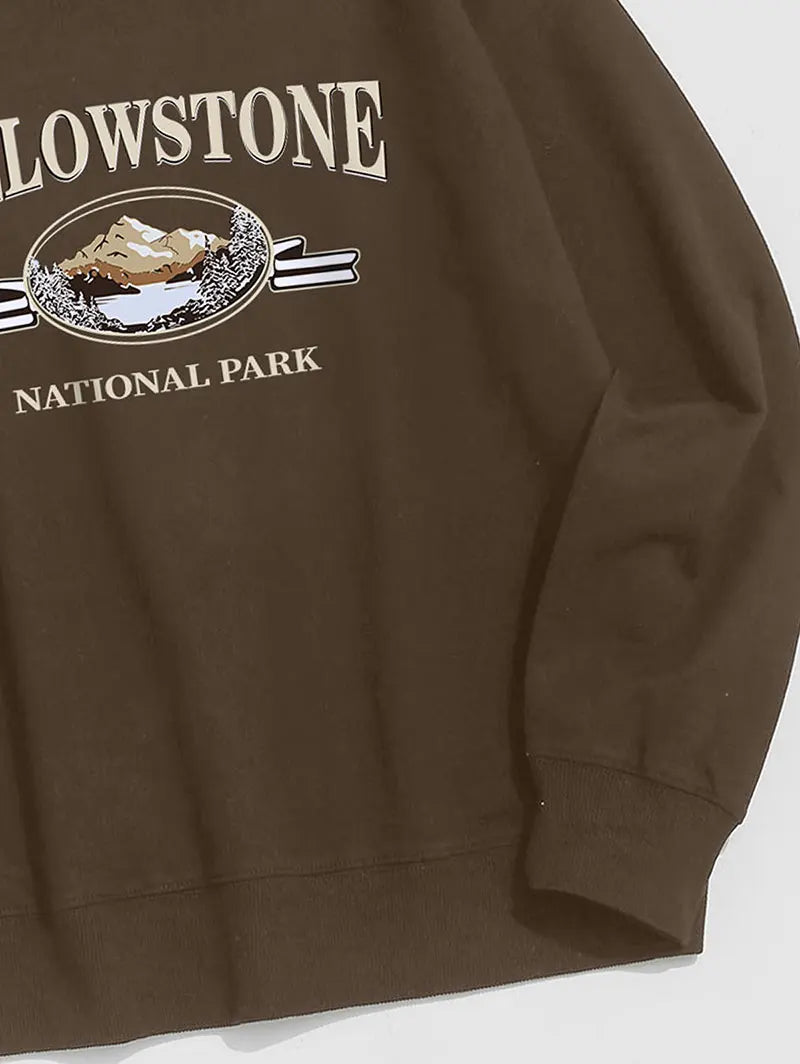 Yellow Stone Mountain Graphic Sweatshirt