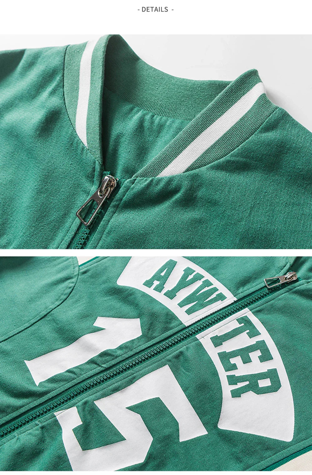 Retro Double-sleeved Green Varsity Jacket