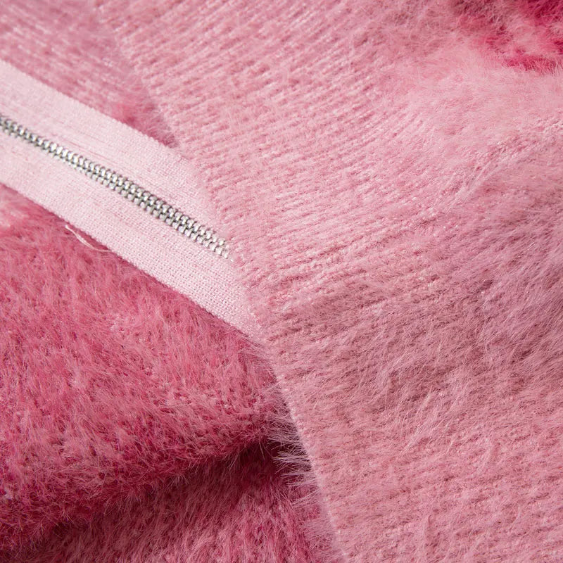 Cozy Mohair Japanese Graphic Cardigan Sweater