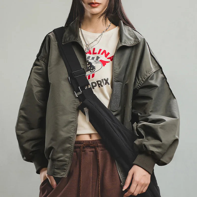 Retro Loose Fit Green Pilot Jacket