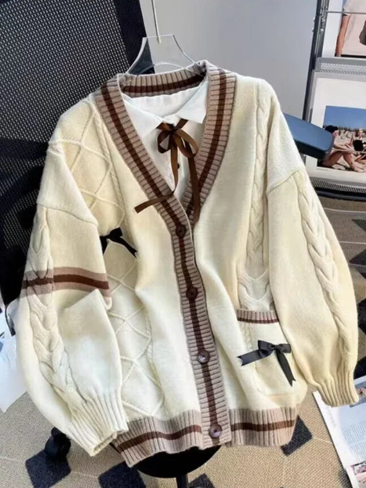 Kawaii Bow Knitted Cardigans