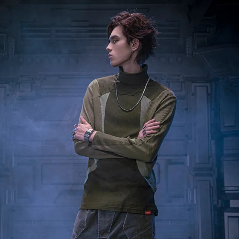 Slim Fit Punk Color Blocked Sweatshirt