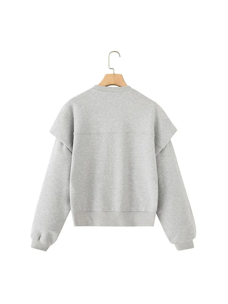 Pleated Casual Loose Pullover Sweatshirt