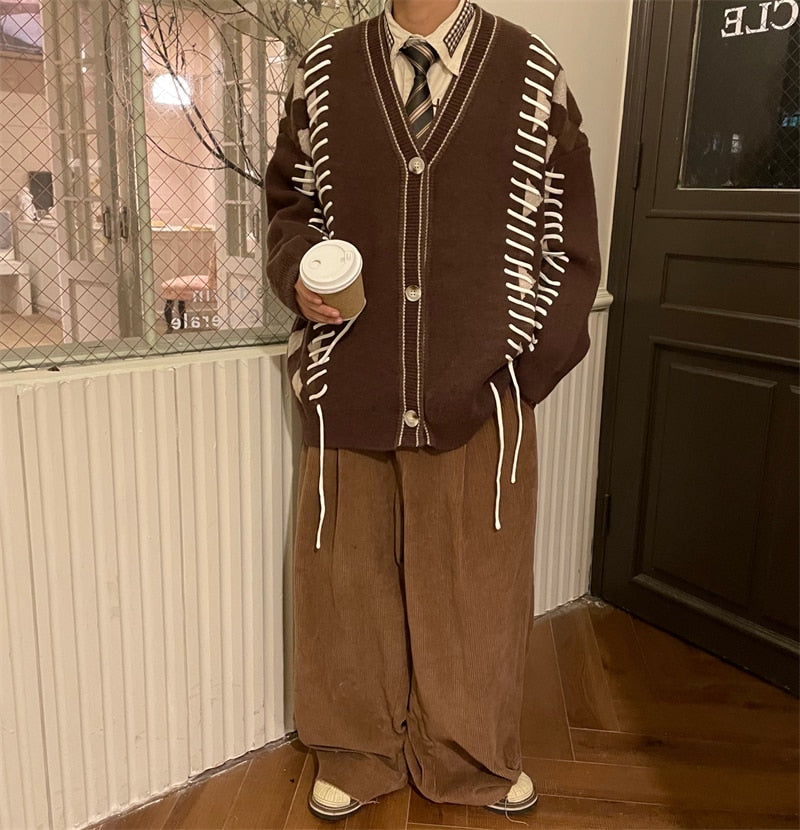 Plaid Stitched Cardigan