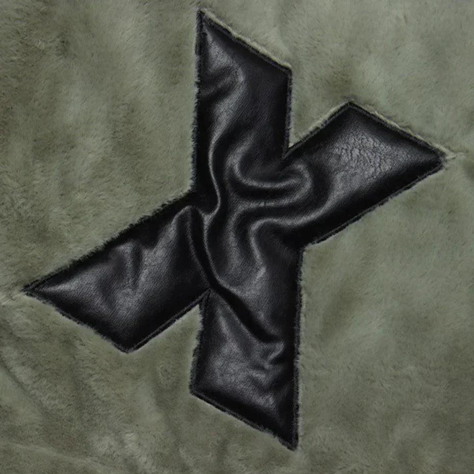 Cozy Letter Patch Fleece Jacket