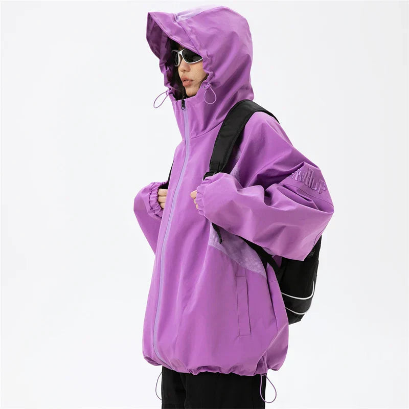 Patchwork Solid Thin Windbreaker Jacket