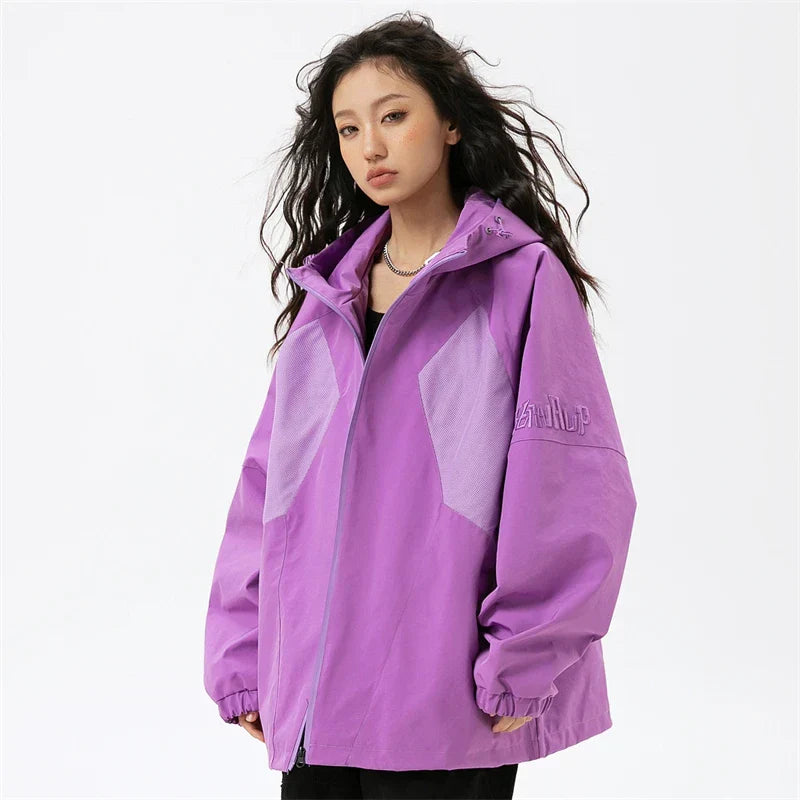 Patchwork Solid Thin Windbreaker Jacket